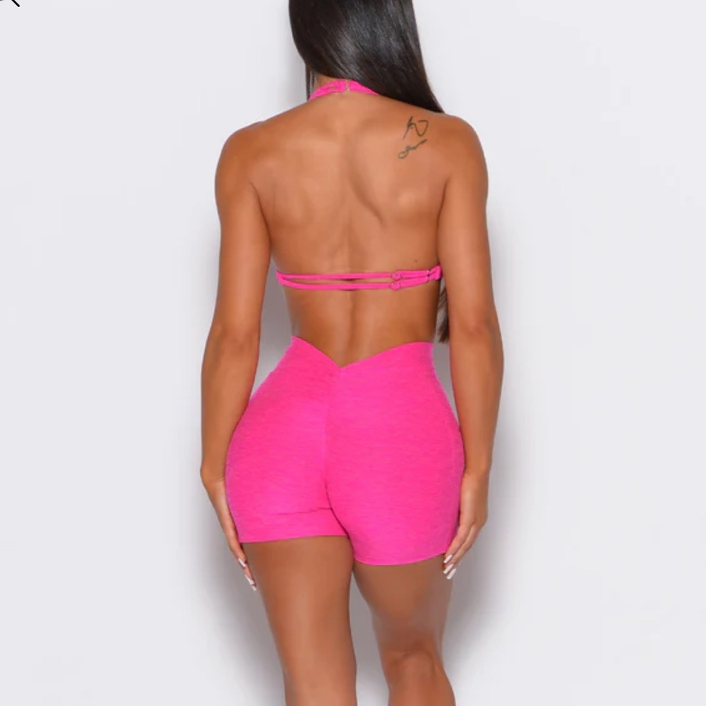 Bombshell Sportswear V Back shorts and butterfly sports bra